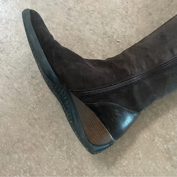 Aquatalia Meadow Boot Brown Suede Size 10 Waterproof Wdge Heel Padded Lining - Picture 10 of 14